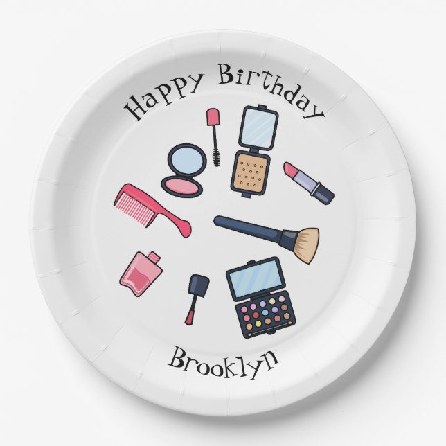 Cosmetics / make-up cartoon illustration paper plate (Front)