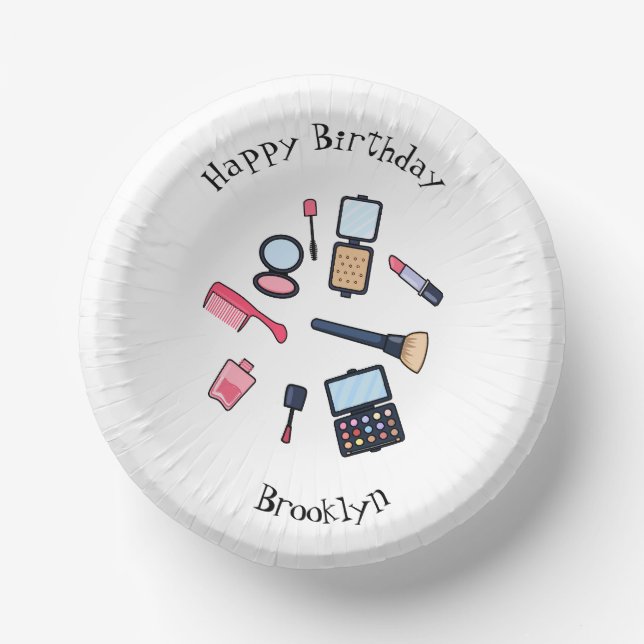 Cosmetics / make-up cartoon illustration paper plate (Front)