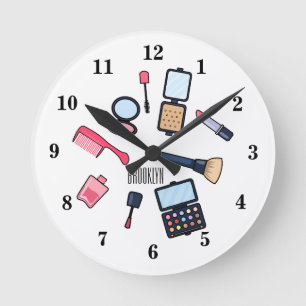 Cosmetics / make-up cartoon illustration round clock