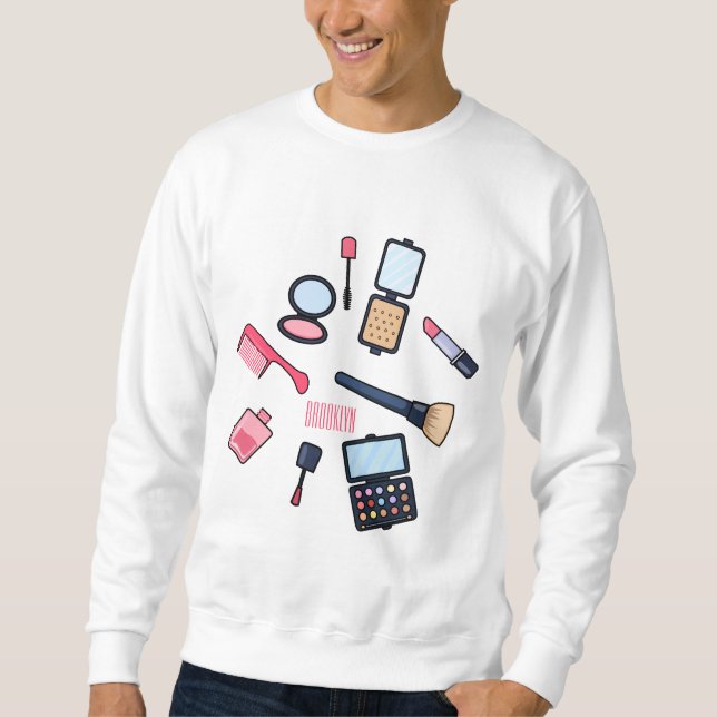 Cosmetics / make-up cartoon illustration sweatshirt (Front)