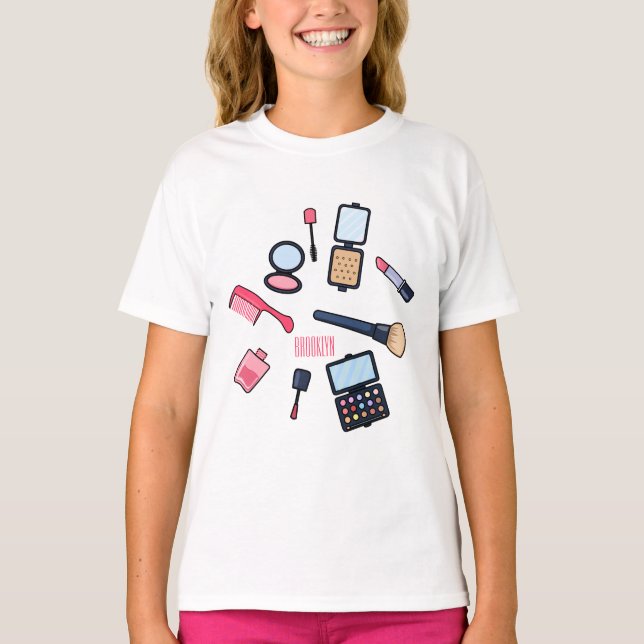 Cosmetics / make-up cartoon illustration T-Shirt (Front)