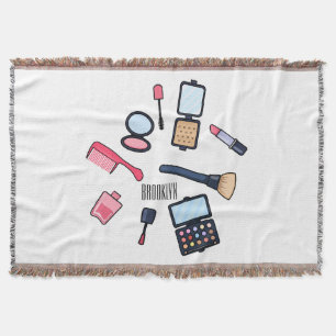 Cosmetics / make-up cartoon illustration throw blanket