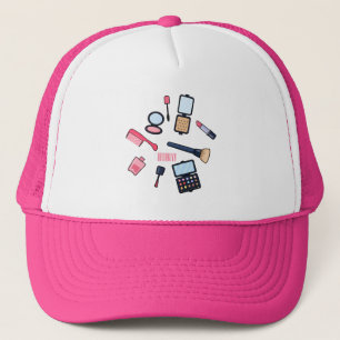 Cosmetics / make-up cartoon illustration trucker hat