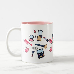 Cosmetics / make-up cartoon illustration Two-Tone coffee mug