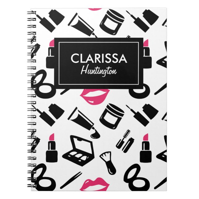 Cosmetics Pattern Custom Name Spiral Notebook (Front)