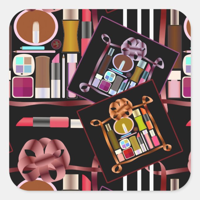 Cosmetics set square sticker (Front)