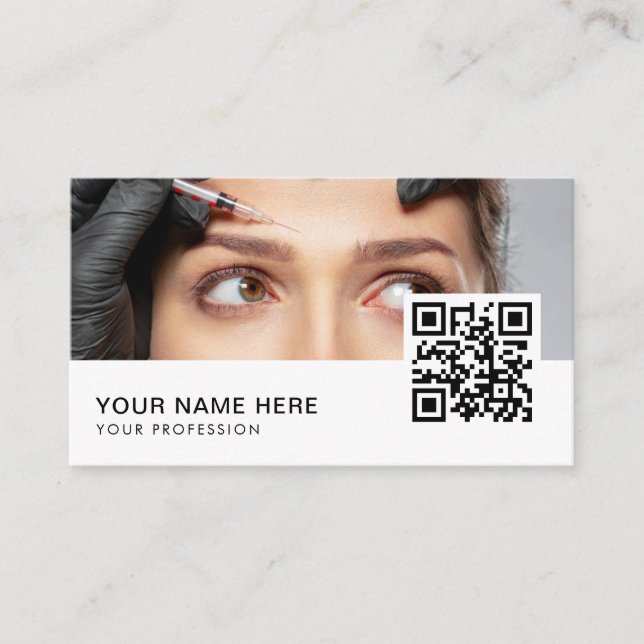 Cosmetologist Botox Injections QR Code  Business Card (Front)