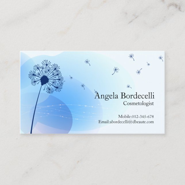 Cosmetologist Business Card Gentle Dandelion (Front)