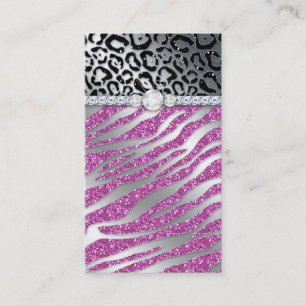 Cosmetologist Business Card Glitter Zebra PB