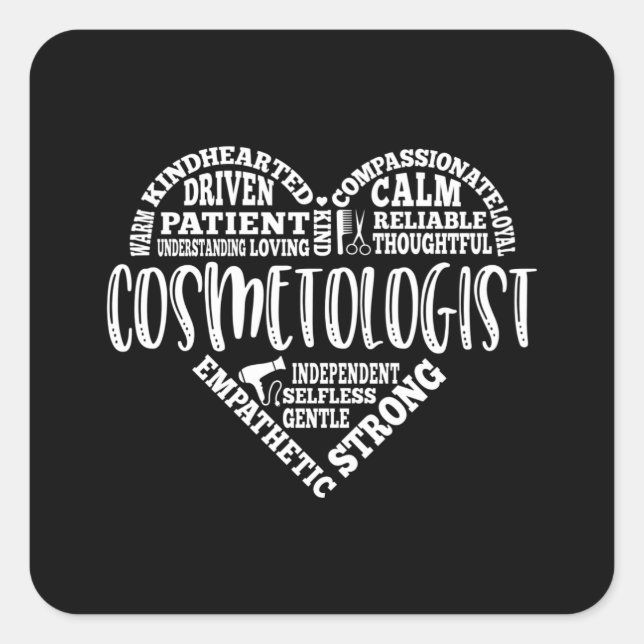 Cosmetologist, cosmetology, hair salon square sticker (Front)