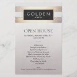 Cosmetologist Gold Stripes Hair Salon and Spa Flyer<br><div class="desc">Chic and elegant with a contemporary touch. Beautiful faux gold Striped pattern on off white background. Note: this is a digital image of gold foil effect and black linen fabric textured background. - it is not the real thing.</div>