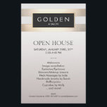 Cosmetologist Gold Stripes Hair Salon and Spa Flyer<br><div class="desc">Chic and elegant with a contemporary touch. Beautiful faux gold Striped pattern on off white background. Note: this is a digital image of gold foil effect and black linen fabric textured background. - it is not the real thing.</div>