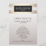 Cosmetologist Gold Stripes Hair Salon and Spa Flyer<br><div class="desc">Chic and elegant with a contemporary touch. Beautiful faux gold Striped pattern on off white background. Note: this is a digital image of gold foil effect and black linen fabric textured background. - it is not the real thing.</div>