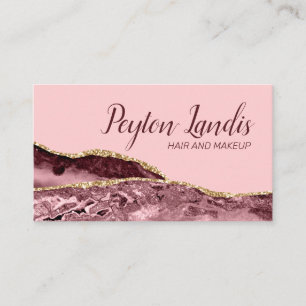 Cosmetologist Marble Burgundy Pink Gold Glitter Business Card