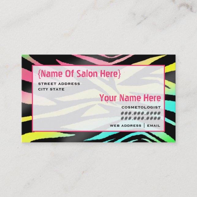 Cosmetologist Salon Appointment Neon Zebra Print (Front)