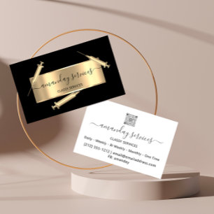 Cosmetologist Syringe Botox B12 QRCode Black Business Card