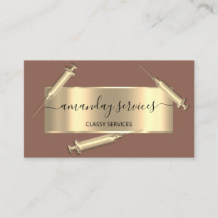 Cosmetologist Syringe Botox B12 QRCode Framed Business Card