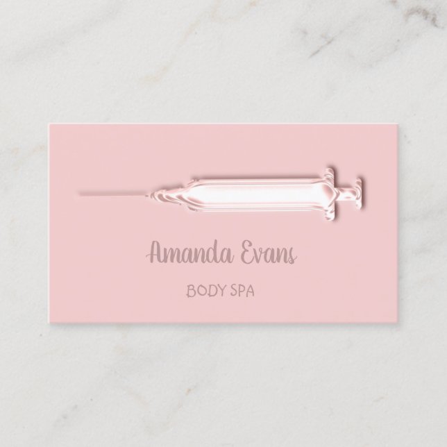 Cosmetologist Syringe Botox Injections Rose Pink Appointment Card (Front)