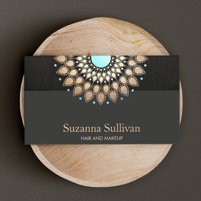 Cosmetology Beauty Salon Gold Black Makeup Artist Business Card (Creator Uploaded)