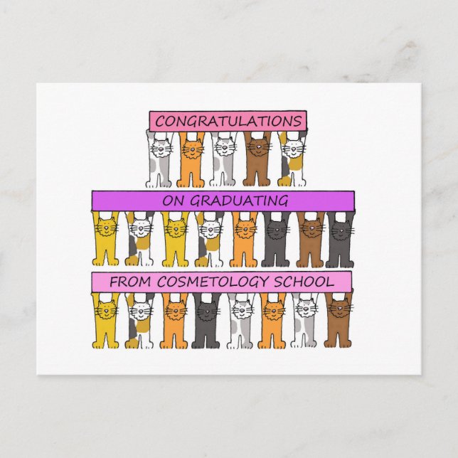 Cosmetology School Graduate Congratulations. Postcard (Front)