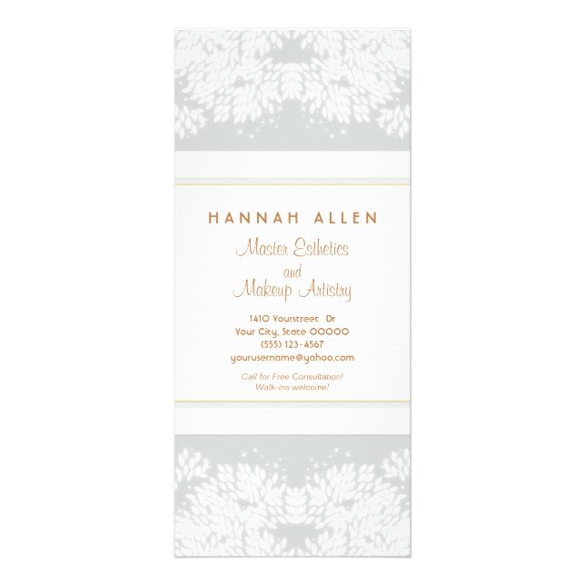 Cosmetology Spa and Salon White Leaves Grey Menu (Front)