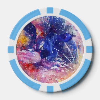 Cosmic Abstract Cat Dreamscape  Poker Chips