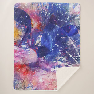 Cosmic Abstract Cat Dreamscape Sherpa Blanket