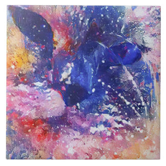 Cosmic Abstract Cat Dreamscape Tile