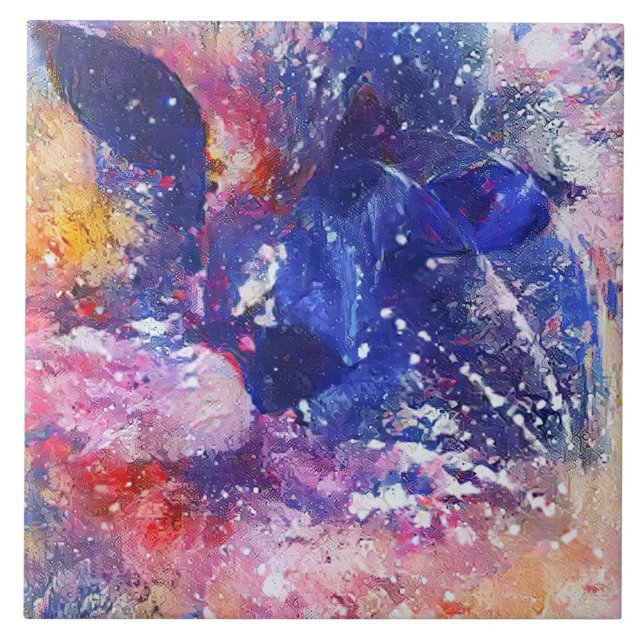 Cosmic Abstract Cat Dreamscape  Tile (Front)