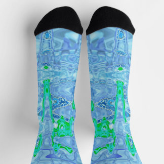 Cosmic Abstract Lavender Grey Retro Ripples Socks