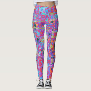 Cosmic Abstract Rainbow Colours Retro Ripples Leggings