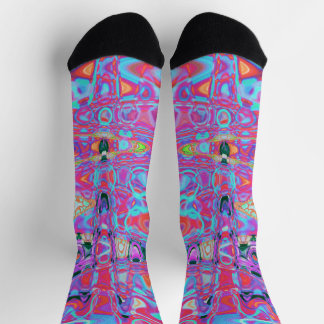Cosmic Abstract Rainbow Colours Retro Ripples Socks