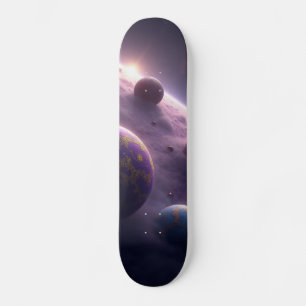 Cosmic Adventure: Space & Planet Skateboard Design