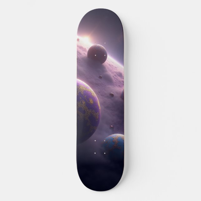 Cosmic Adventure: Space & Planet Skateboard Design (Front)