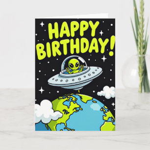 Cosmic Alien Birthday Card