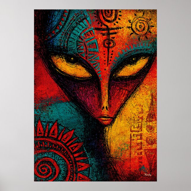 Cosmic Alien Spirit Abstract Art – Expressionist  Poster (Front)
