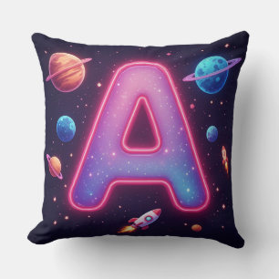🚀 Cosmic Alphabet Letter A Rockets Stars 🚀 Cushion