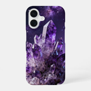 Cosmic Amethyst Crystal Cluster iPhone 16 Case