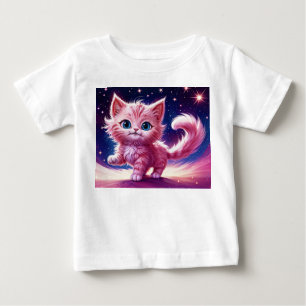 Cosmic animal pink cat feline modern style baby T-Shirt