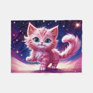 Cosmic animal pink cat feline modern style fleece blanket