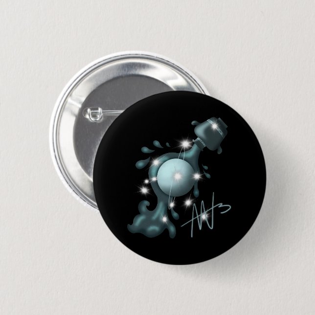 Cosmic Aquarius Uranus Zodiac 6 Cm Round Badge (Front & Back)