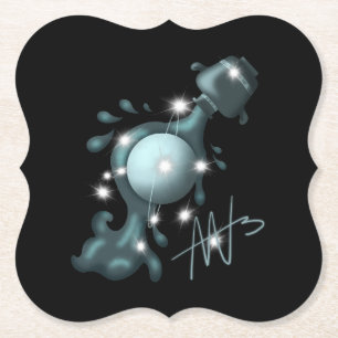Cosmic Aquarius Uranus Zodiac Paper Coaster