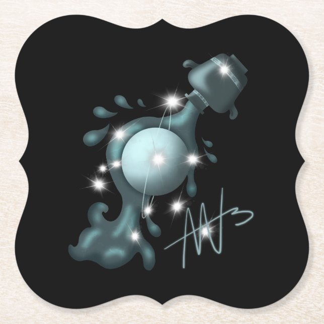 Cosmic Aquarius Uranus Zodiac Paper Coaster (Front)