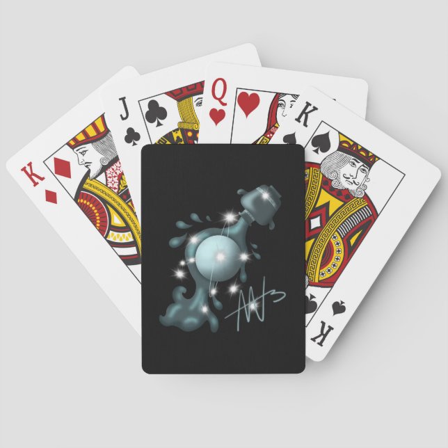 Cosmic Aquarius Uranus Zodiac Playing Cards (Back)