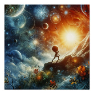 Cosmic Ascent – Surreal Wall Art Poster of Human S