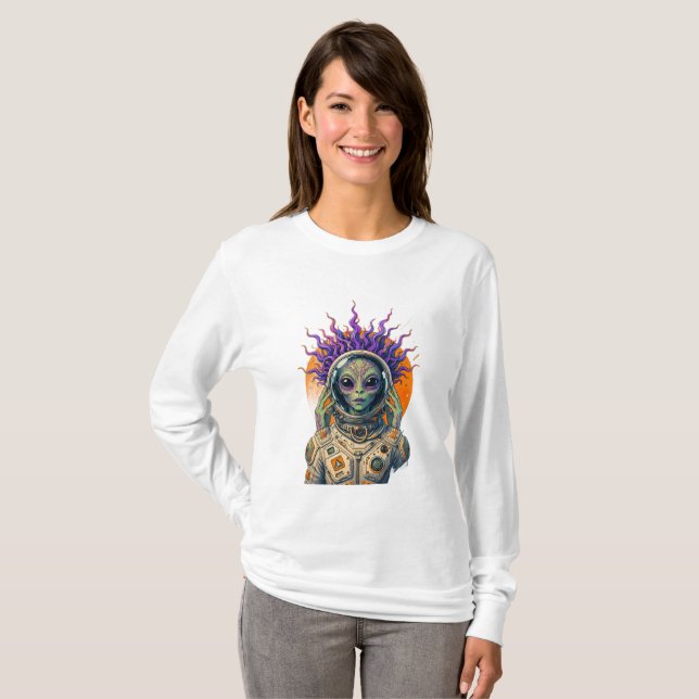 Cosmic Astronaut Alien Long Sleeve T-Shirt (Front Full)