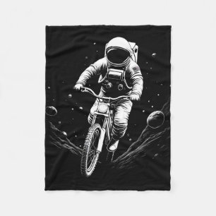 Cosmic Astronaut Bike Ride Space Adventure Fleece Blanket