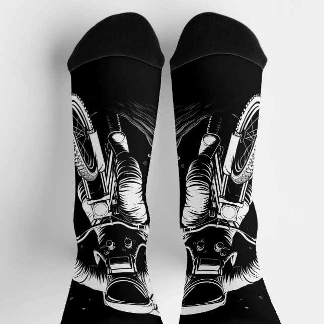 Cosmic Astronaut Bike Ride Space Adventure Socks (Top)