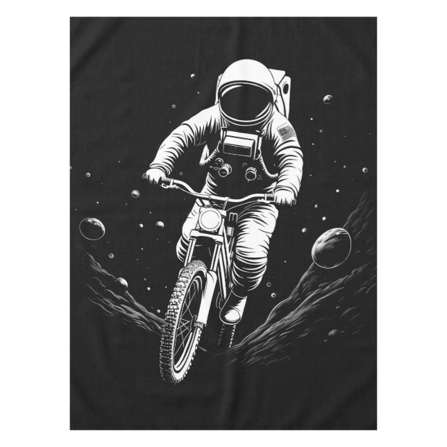 Cosmic Astronaut Bike Ride Space Adventure Tablecloth (Front)