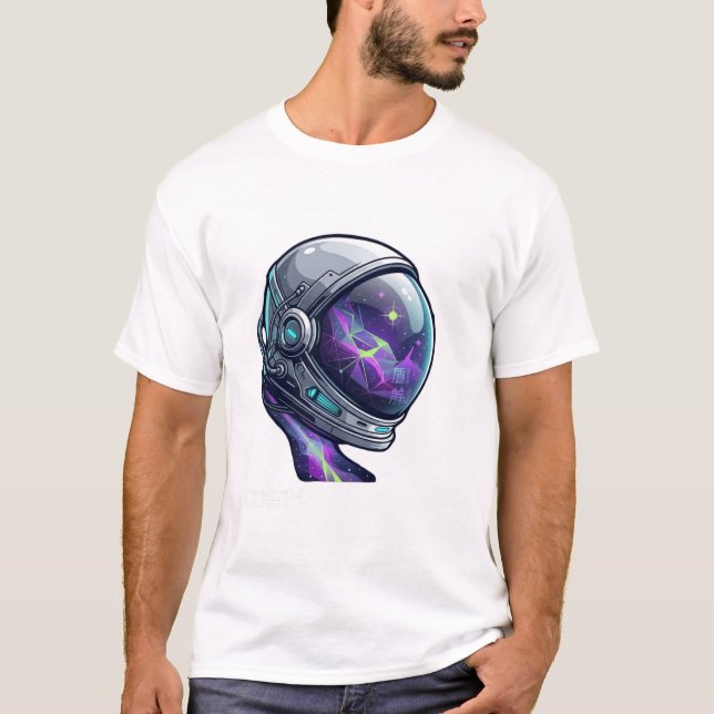 Cosmic Astronaut Gamer T-Shirt | Neon Space Galaxy (Front)